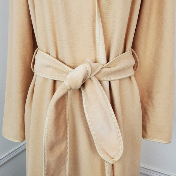 Bill Tice Robe Vintage Pleated Old Hollywood Lounge Comfort Sleep Tan Neutral - Picture 6 of 15